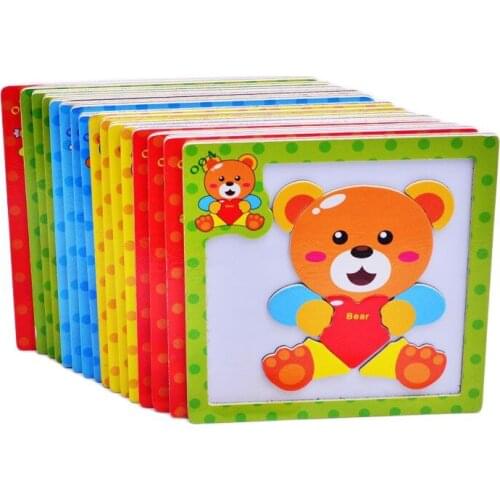 24 styles Baby Toys 3D Magnetic Puzzles Wooden Animals Puzzles Tangram Tiger/Bear/Frog Educational Toys for Kids