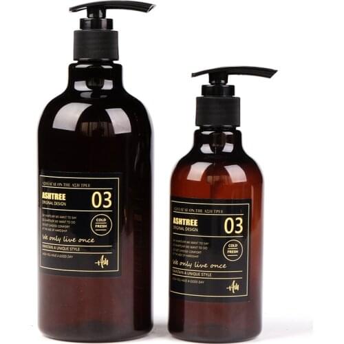 250ml 500ml Bathroom Dispenser Hand Wash Shampoo Bottle Brown Plastic Press Liquid Storage Jar Detergent Sub-bottle Organizer