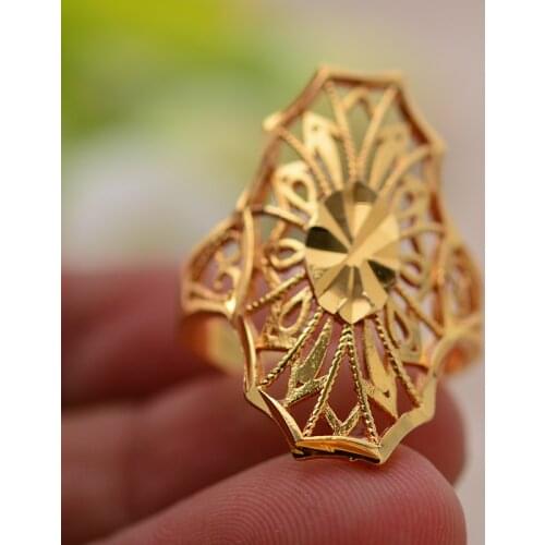 Dubai Ethiopia Gold Color Ring for Women Girls Jewelry Party Items Rings