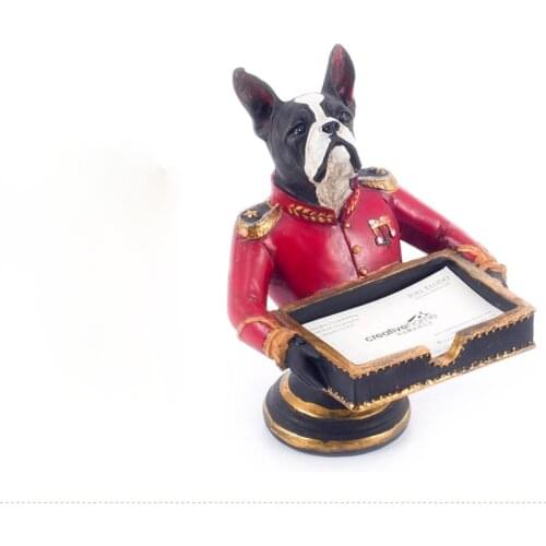 American Resin Dog Business Card Box Decorative Articles Desktop Coin Storage for Home Desk Figurine