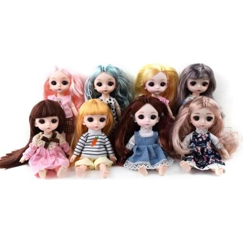 16cm Big Eye Doll Simulation Princess Dress Up Toy Clothes Doll Fashion Style Random Simulation Clothes Doll Fashion Style Girls