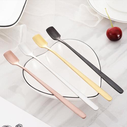 Long Handled Stainless Steel Mixing Spoon Ice Cream Coffee Spoon Teaspoon Cocktail Stirring Spoon Barware Drinking Tool