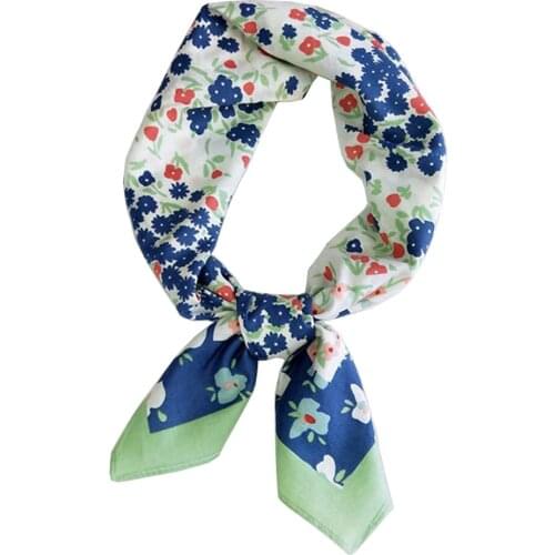 MoriBty 70cm Women Cotton Square Scarf Bandanas New Floral Hair Ribbon Headbands Foulard Femme Neckerchief Wraps Office Lady Tie