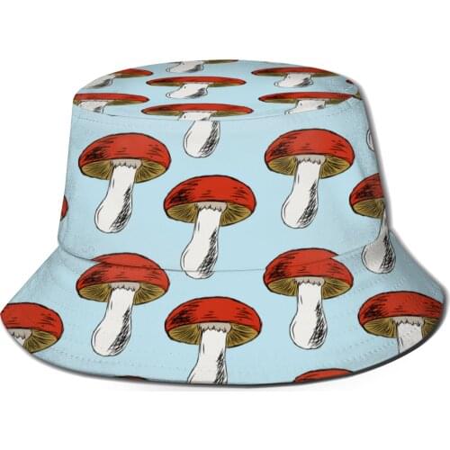 NOISYDESIGNS New Fashion Mushroom Pattern Bucket Hats Fisherman Caps For Women Gorras Summer Fisherman Hats Women