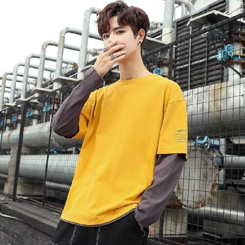 Spring the new youth loose long-sleeved T-shirt male cotton OK joker XueShengChao mens T-shirt