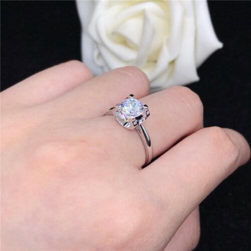 1Carat Pure White Gold Lovely Four Prongs Credible Lovely Diamond Engagement Ring For Women Durable Quality Never Discolor