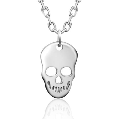 925 Sterling Silver Skull Pendant Necklace Handmade Skeleton Necklace Chain Punk Rock Style for Women Men Party Jewelry Gift