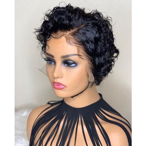 Pixie Cut Lace Wig Preplucked Bob 360 Lace Frontal Wigs Short Curly 13x4 Lace Front Human Hair Wigs Glueless Brazilian Remy