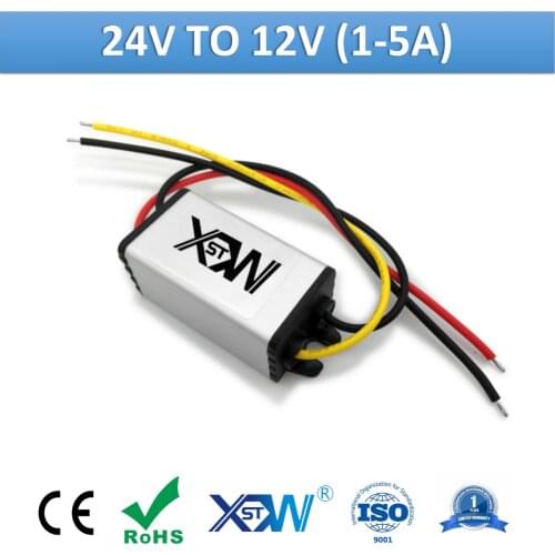 XWST DC DC 24v to 12V Car Power Converter Step Down Buck Converter 1A 2A 3A 4A 5A Aluminum Waterproof 36W 60W Power Supply