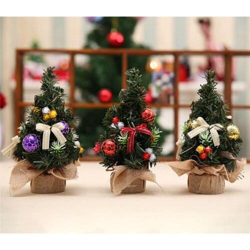Realistic Mini Christmas Tree Cute Plastic Small Xmas Pine Trees Christmas Party Home Desk Table Decorations Ornaments Gift