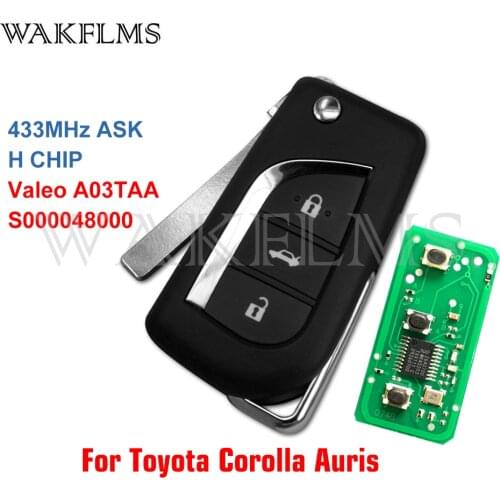 S000048000 Valeo A03TAA 433MHz ASK H Chip Flip Remote Car Key Fob For 2012 2013 2014 2015 2016 2017 Toyota Corolla Toyota Auris