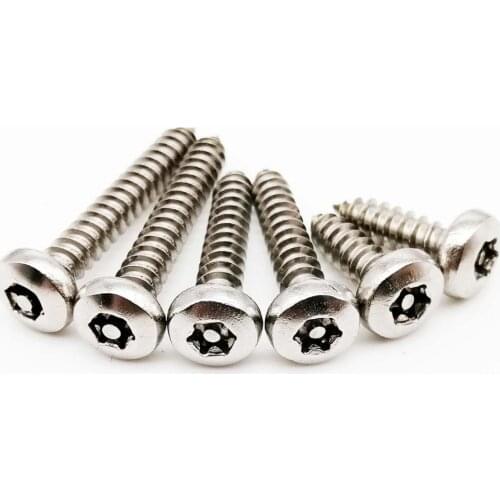 10pc M2.9 M3.5 M3.9 M4.2 M4.8 304 Stainless Steel Pin Six Lobe Torx Pan Round Head Tamper Proof Security Self Tapping Wood Screw