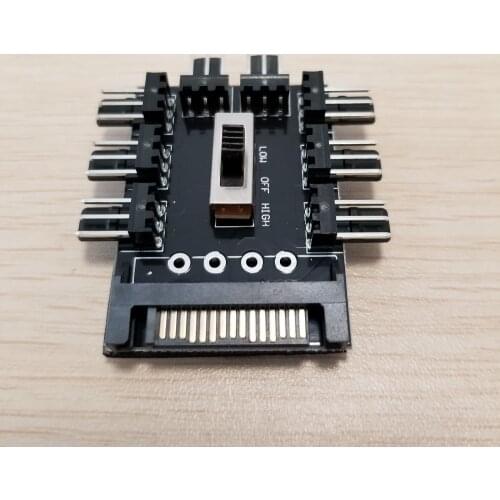 SATA 1 to 8 Multi Way Splitter Cooling Fan Hub 3Pin 12V Power Socket PCB Adapter 2 Level Speed Controller for PC DIY
