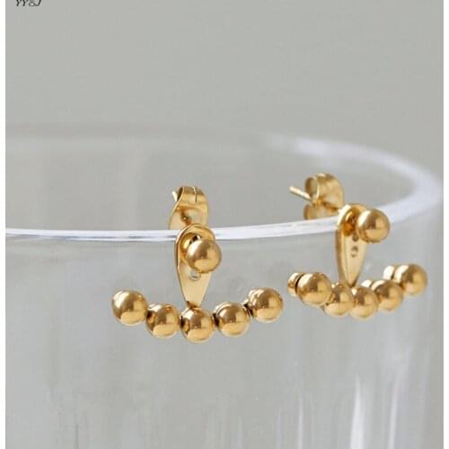 Small Sphere Ear jacket earrings for women 2021 stainless steel stud earrings minimalist jewelry free tarnish wholesale items