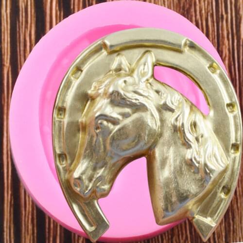 Horse Head and Horseshoe Silicone Molds Baby Party Fondant Cake Decorating Tools Candy Chocolate Moulds Kitchen Baking Mould