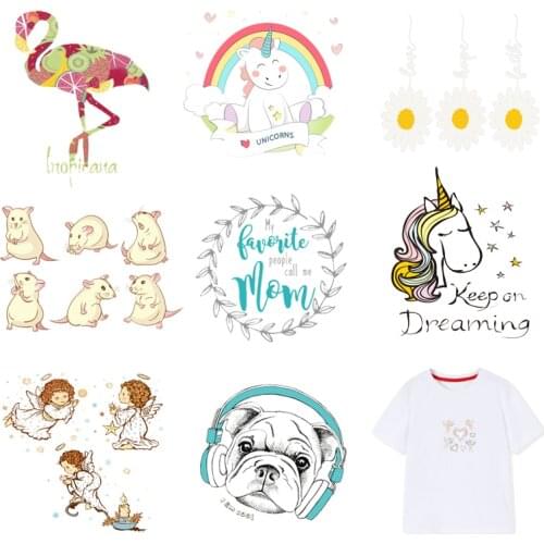 Iron-on Transfers for Clothing Patches Clorhing Stickers Stripe Dress Diy Unicorn Applique Patch Fusible Vinyle Thermocollant I