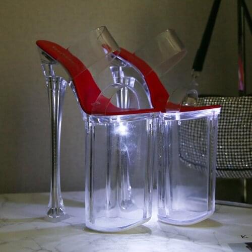 Mclubgirl 2021 High Heel Platform Shoes Nightclub Super High Heels 26cm Luminous Dwarf Catwalk Pole Dance Shoes LFD