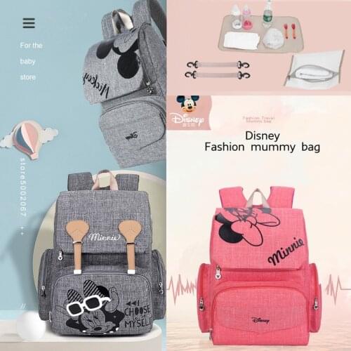 Disney Baby Diaper Bag Waterproof Baby Bag Organizer Nappy Maternity Bag For Stroller Mom Travel Backpack Free Hooks+Usb Heater