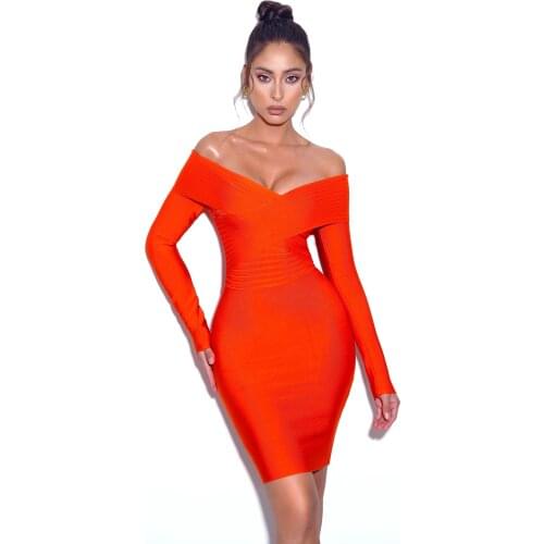 DEIVETEGER Fashion Long Sleeve Off Shoulder Womens Dress Winter Clothing Bandage Bodycon MIdi Dresses Girls Casual Wearing 8413
