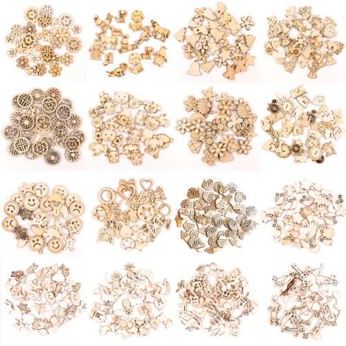 20-40mm Wooden Animal Plant Cake Shape Handmade Home Decoration Craft Hanging Ornament Accessory Painting Scrapbooking DIY MZ281