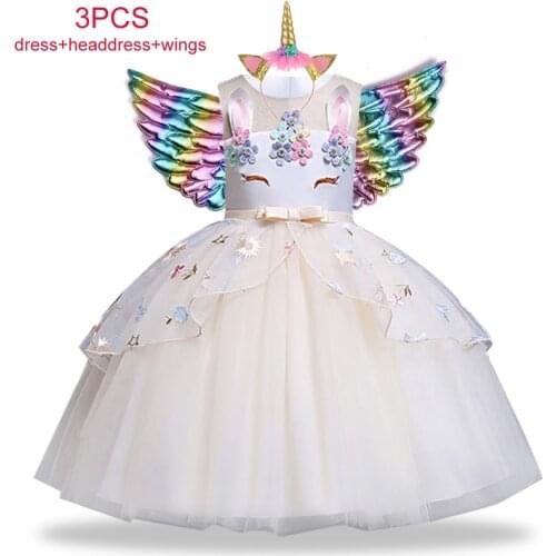 2019 Summer Kids Dresses For Girls Unicorn Dress Carnival Birthday Party Dress Children MOANA Princess Dresses For Girls Costume
