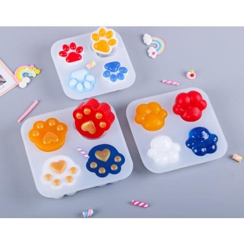 3D Cat Paw Keychains Crystal Epoxy Resin Mold Handmade Pendant Decorations Silicone Mould DIY Crafts Casting Tool Drop Shipping