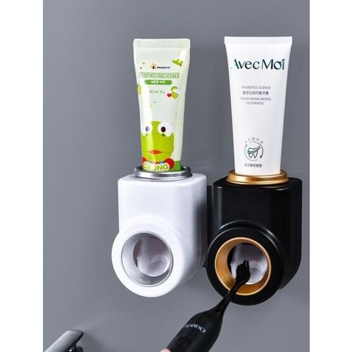 Automatic Toothpaste Dispenser Dust-proof Wall Mount Storage Rack Waterproof Plastic Toothpaste Holder Home Bathroom Supplies