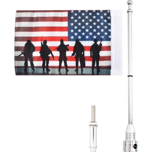 Motorcycle Chrome 8mm American flag Luggage Rack Vertical Special Forces Antenna Pole 5 Tough Guy Fit For Harley