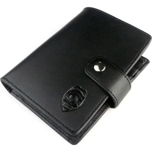 Black Leather US Police Wallet Badge Holder ID CARD HOLDER -Documents Business ID Badge Holder