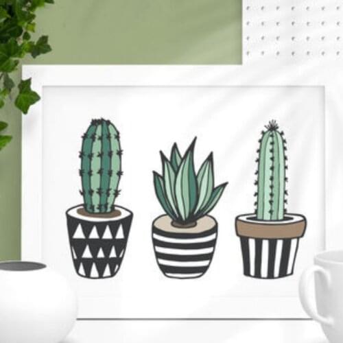 HLO 2021 Decorative Cactus Frame Home Decoration Wall Art Quality Material Wooden For Living Room Modern Stylish Flower Pot