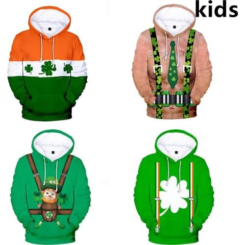 3 To 14 Years Kids Hoodies St. Patricks Day 3D Printed Hoodie Sweatshirt Boys Girls casual Cartoon Jacket Coat Children Clothes
