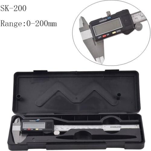 Electronic Stainless Steel Micrometer Caliper Metric Inch Gauge Measuring Tool with 0 to 200mm Resolution 0.01mm
