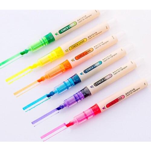 Students Highlighters Stationery DIY Art Painting Pens Liquid Ink Fluorescent Pen Office School Supplies Kids Learning Marker