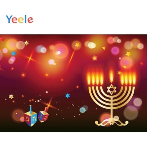 Happy Hanukkah Backdrop Jewish New Year Rosh Hashanah Candle Lampstand Glitter Photography Backdrops Photographic Background