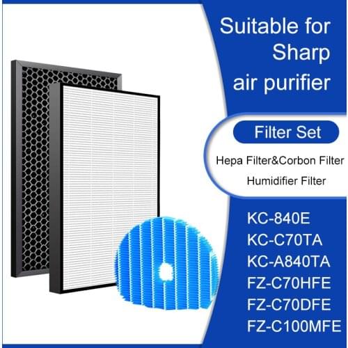 Hepa Filter &Carbon Filter FZ-C70HFE / FZ-C70DFE Humidifier Filter FZ-C100MFE For Sharp Air Purifier KC-840E KC-A840TA KC-C70TA