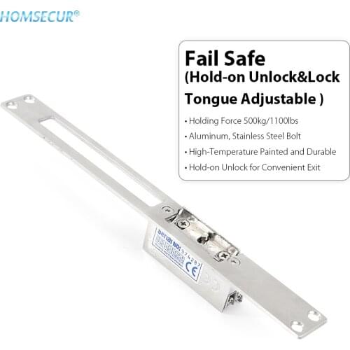 HOMSECUR 500KG Holding Force Electric Strike PVC Door Lock With Hold-on Unlock