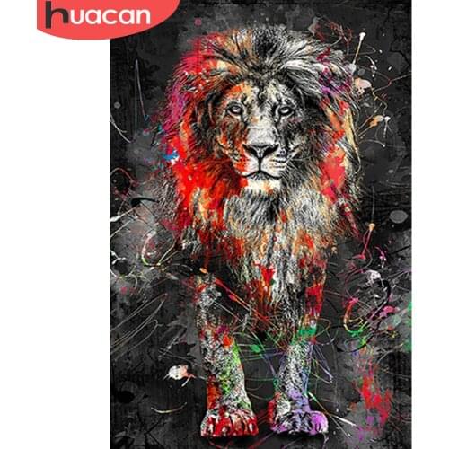 HUACAN DIY Diamond Painting 5d Lion Full Drill Diamond Embroidery Cross Stitch Animal Mosaic Sale Home Decor