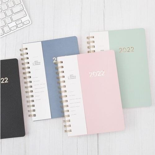 PU Leather Weekly Planner Agenda Notebook 2021.8-2022.12 17 Month Daily planner Journal Goals Habit Schedules Diary Stationery