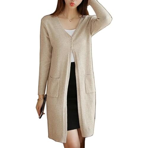 Fashion Long Cardigan Women Fashion Harajuku Loose Knit Sweater Women Casual Black Oversized Jacket Coat Autumn