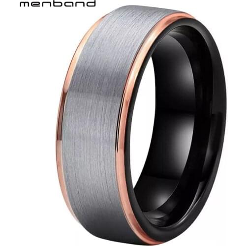3 Colors Tungsten Carbide Ring Black Rose Gold Wedding Ring For Men And Women With Brushed Finish 8MM Comfort Fit