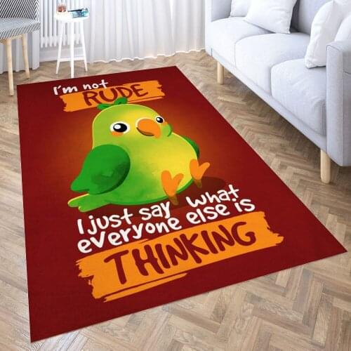 Rude parrot Carpet for Living Room 3D Anime Cartoon Rug Gamer Teen Room Bedside Lounge Rug Kids Children Floor Mats