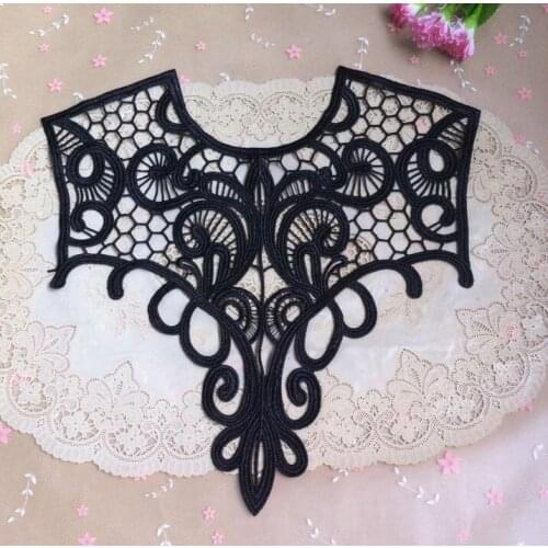 New Arrival 1 Piece 33*32.5cm Embroidered Lace Neckline Collar Exquisite Black Flower Lace Fabric Scrapbooking Sewing Supplies