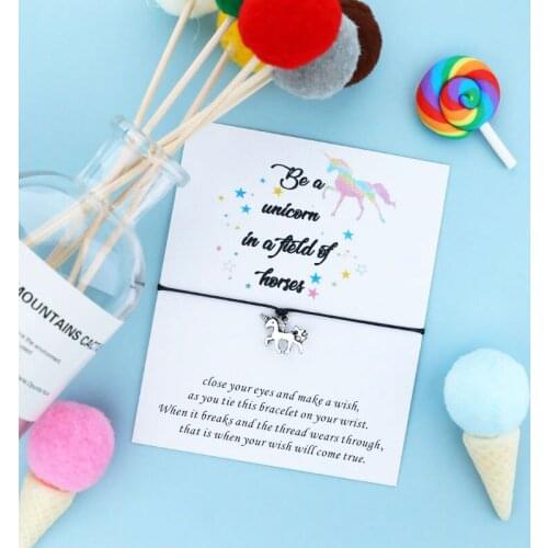 Make A Wish Unicorn Charm Wish Bracelet Unicorn Horse Lucky Wish Bracelets Unicorn Jewelry Women Men Friendship Bracelet Gifts