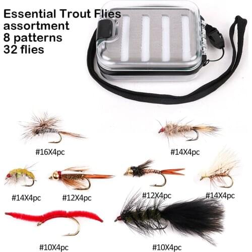 Maxcatch 12-32 pcs New Kenya Flies with Fly Box Combo Hand-Selected Hackle 9 Assortments Flies