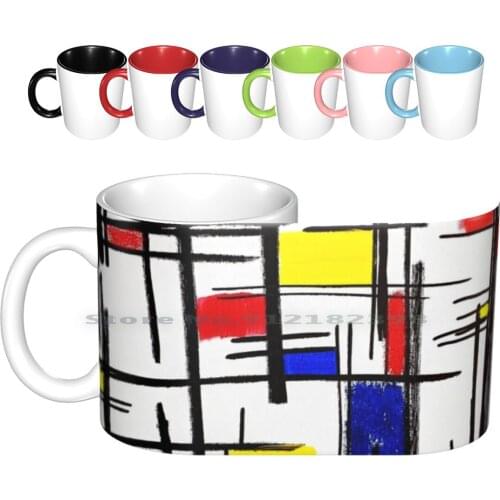 Mondrian Minimalist De Stijl Modern Art ? Epitomegirl Ceramic Mugs Coffee Cups Milk Tea Mug Artistic Mondrian Minimalist