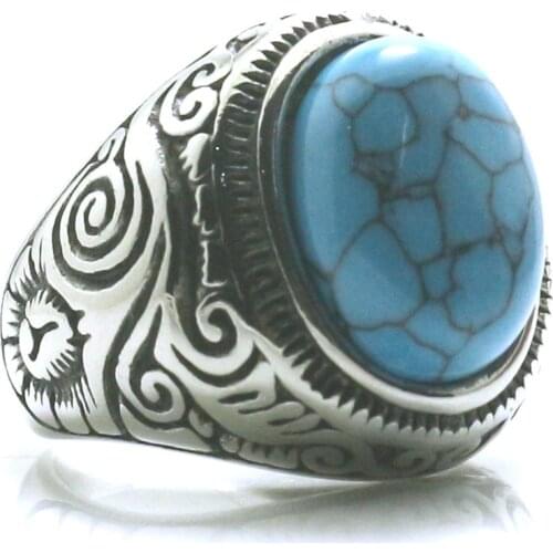 Mens Boys 316L Stainless Steel Cool Vintage Cool Classic Stone Newest Ring