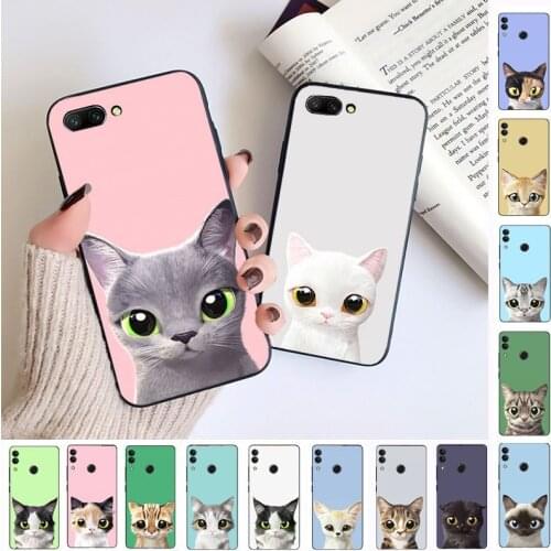 Kawaii lovely Cat Soft Phone Case For huawei honor 10 10i 10lite 8c 8A 8X 9 9A 9lite 20 20s 20i 20lite mate20 cover Cellphones