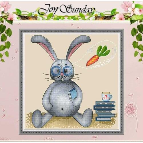 Rabbit Eating Radish Cartoon Counted 11CT 14CT Cross Stitch Sets DIY Chinese Cross-stitch Kits Embroidery Needlework home deco
