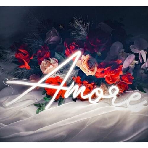 Custom Amore Neon Sign Light LED Wall Window Hanging Indoor Outdoor for Home Room Wedding Decoration Party Marriage