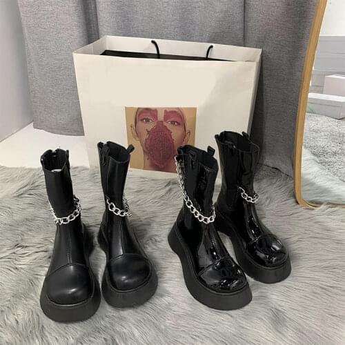 Martin Boots Woman 2020 New Lady Casual Stretch Fabric Socks Boots Fashion Cross-tied Women Shoes Platform Boots Gothic Women